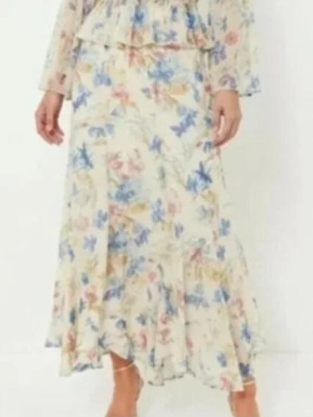 Tuckernuck Floral Mallory Maxi Skirt XL Flowy Flared Chiffon Summer Resort Wear - Picture 12 of 14